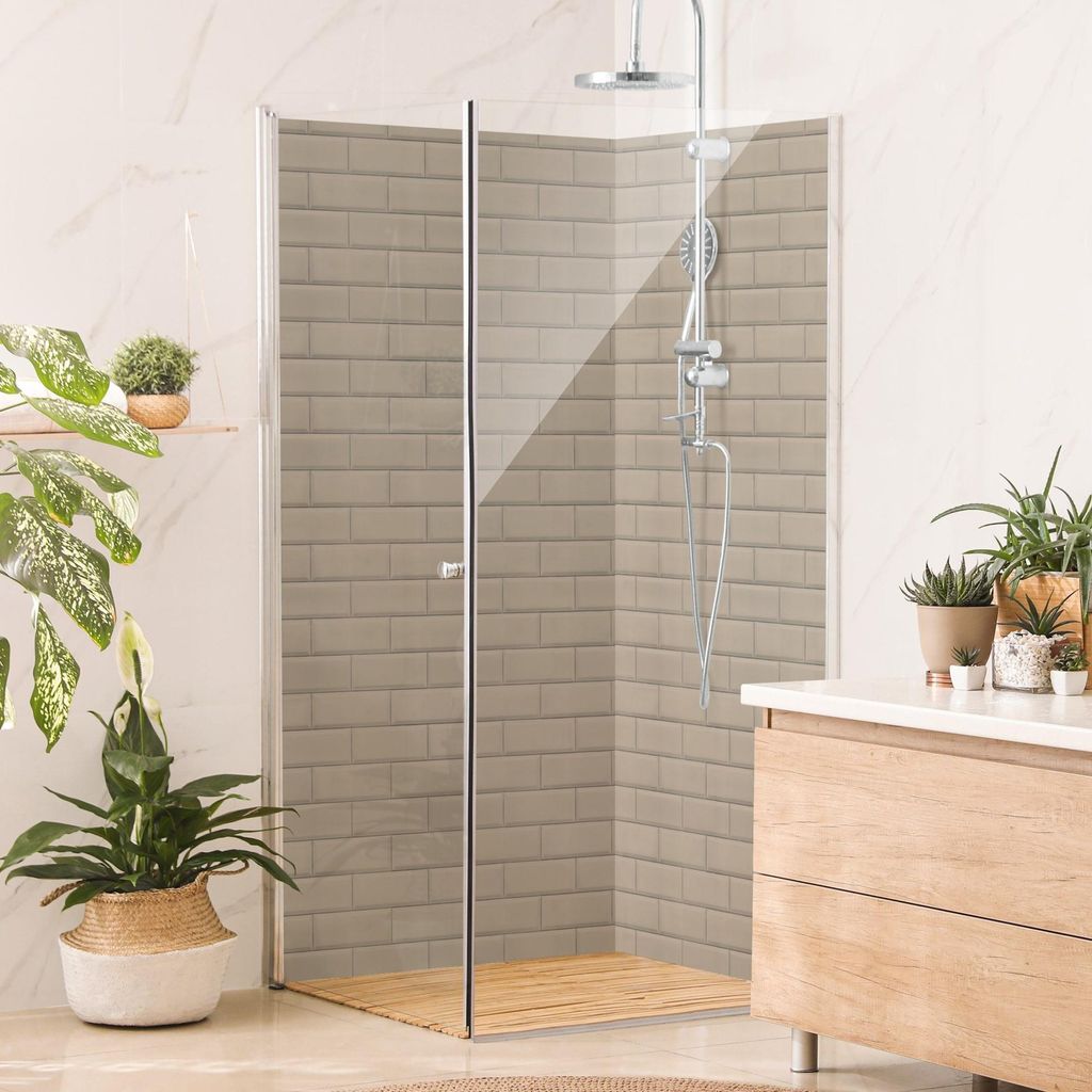 Duschrückwand Muster selbstklebend - 0.61 mm Wandpaneel wasserfest Design braun Fliesenoptik Illustration Badrückwand fugenlos Premium matt 80x21...