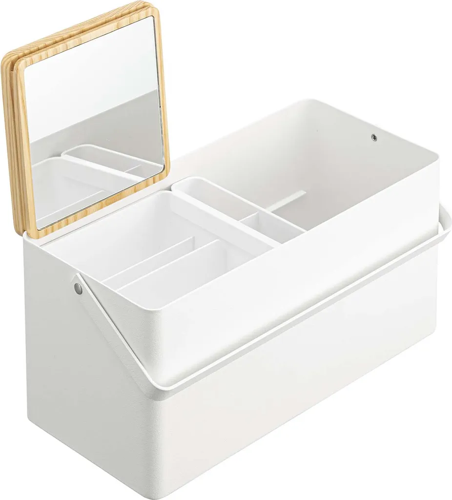 Vanity Case Fixe pour Maquillage Tower Blanc avec Miroir de Table Chic - 10