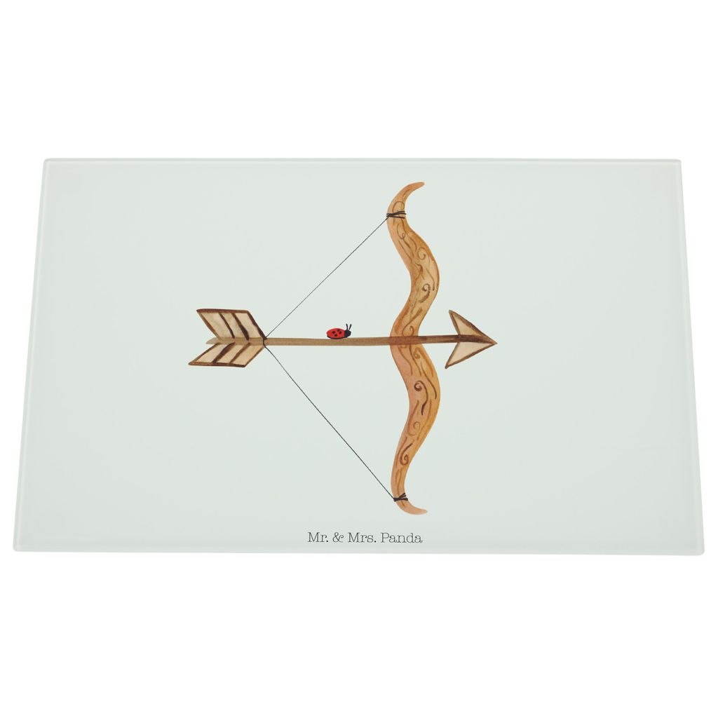 Mr. & Mrs. Panda Hackbrett Sternzeichen Schütze - Weiß - Geschenk, Geburtstag November, Schützenfest, Glasbrettchen, Glas Schneidbrett, Glasschn...