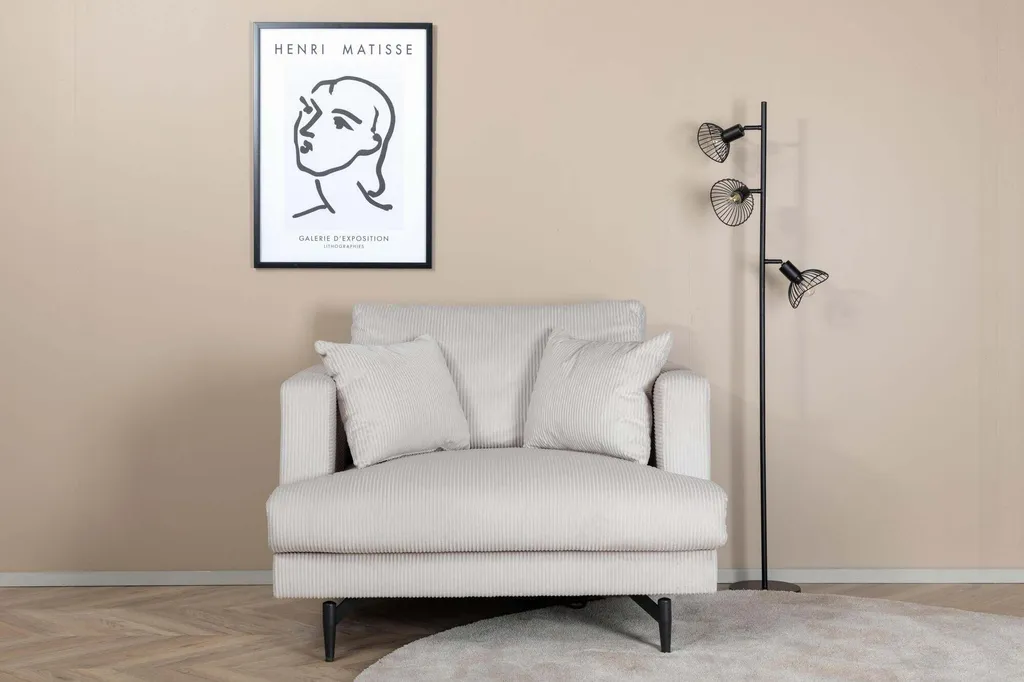 Fauteuil de salon beige Sofia pour se détendre devant la télé
