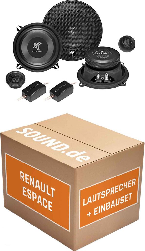 Lautsprecher Boxen Einbaupaket vorne Hifonics VX5.2E passend für Renault Espace IV | 2x Tief-Mitteltöner 2x Hochtöner 2x Frequenzweiche