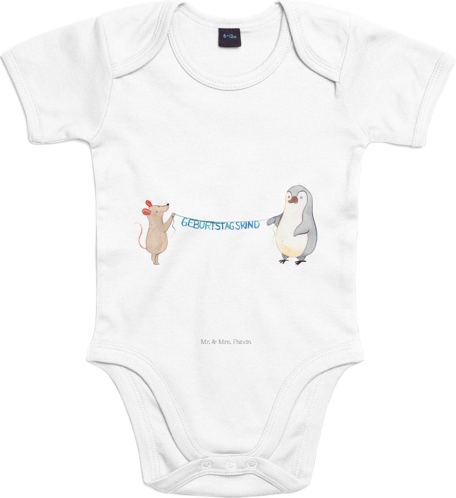 Mr. & Mrs. Panda overall baby Maus Pinguin Geburtstag 12. - 18. Monat - Heather Grey - Geschenk, Strampler, Happy Birthday, babykleidung body, Eint...