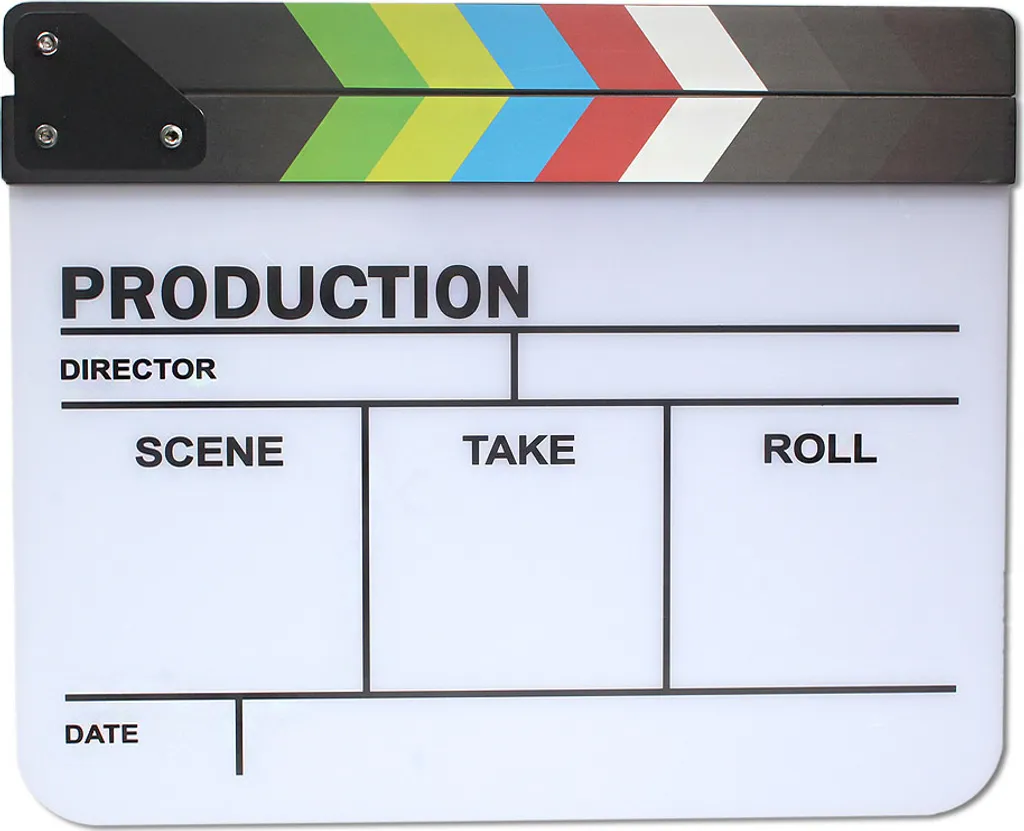 Clap de Cinéma Blanc 30x25cm Inscriptible pour Plateaux Vidéo