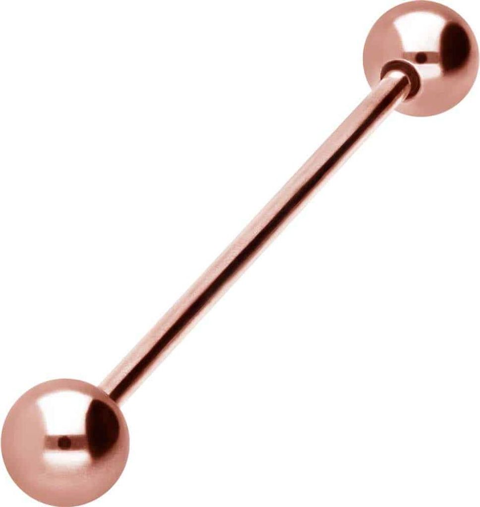Zungenpiercing, Intim-Piercing Titan Barbell RoséGold Stablänge: 37mm + Stabstärke: 1,6mm + Kugelgröße: 6mm