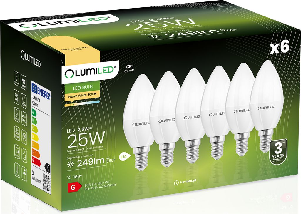 LUMILED B35 E14 LED Lampe 2,5W (ersetzt 25W), 249 Lumen, Produktbild 