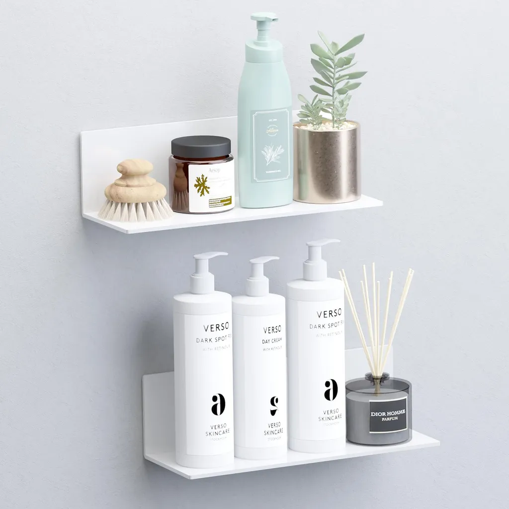 Étagère suspendue sans perçage blanche lot de 2 en acrylique de 30 cm