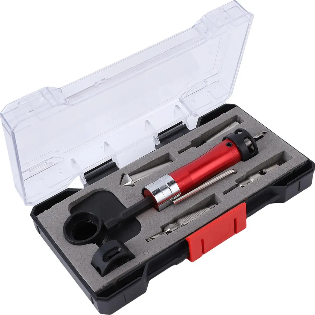Foret à chanfreiner avec butée de profondeur réglable - Set 3 en 1 Bois