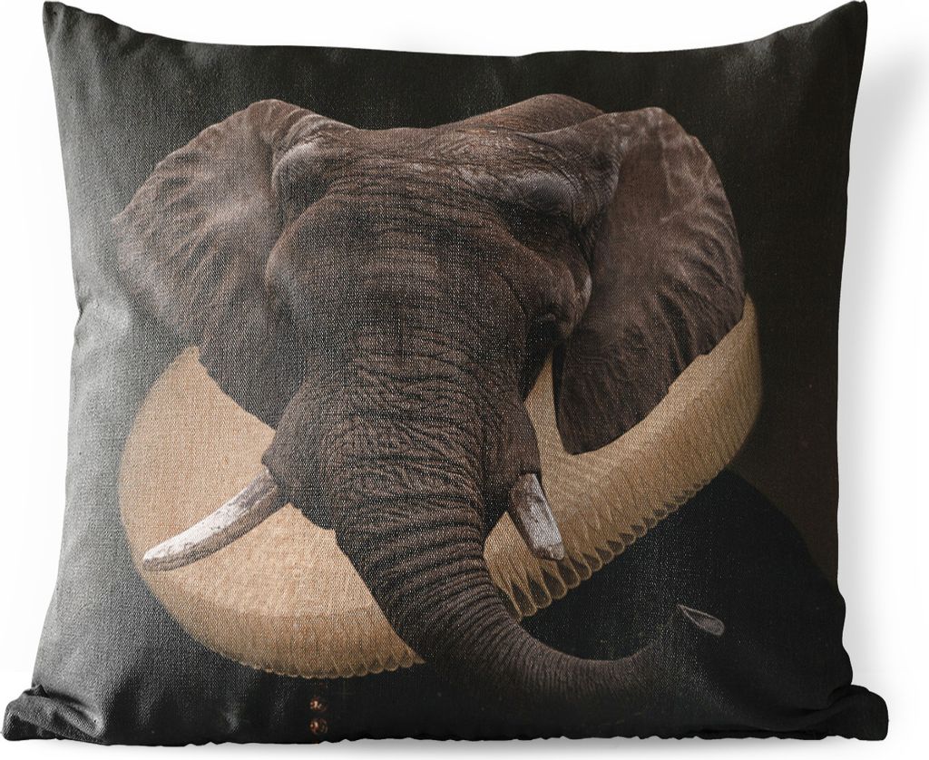 MuchoWow Outdoor Kissen - Elefant - Porträt - Kleidung - 60x60 cm - Wetterfest - Lounge Kissen - Dekoration - Schlaf Kissen