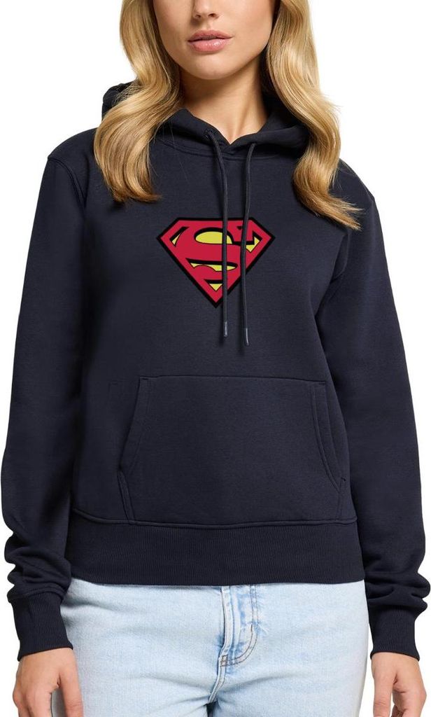 Spreadshirt DC Comics Superman Logo Original Karneval Damen Premium Hoodie, XXL, Navy