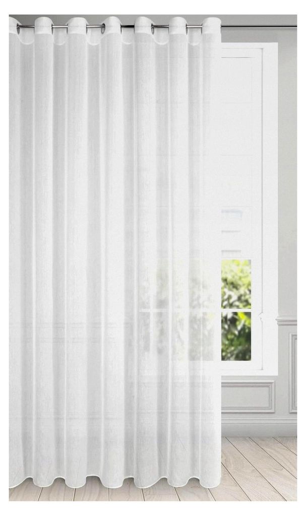 Gardinen Rebecca Einfarbig Weiß Ösenschal Kräuselband Transparent Klassische Gardinen Creme Schlafzimmer Küche Wohnzimmer (Weiß, 400 x 250 cm)