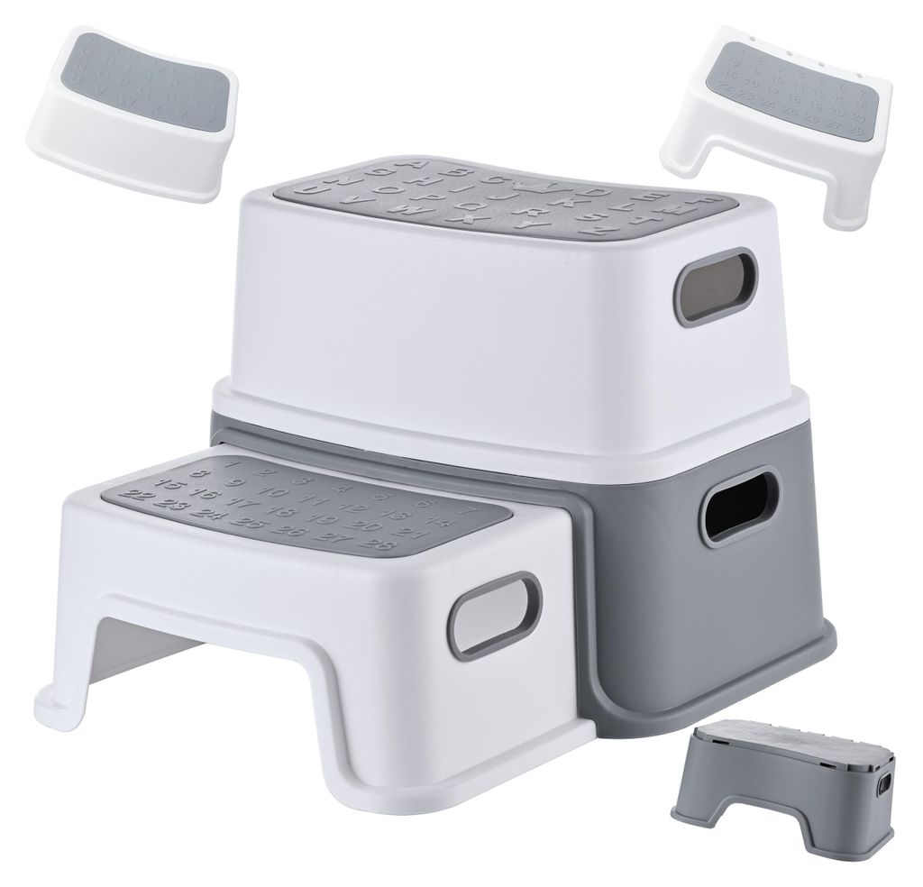 Relaxdays Tritthocker Kinder, 2 Stufen, bis 75 kg, Produktbild 