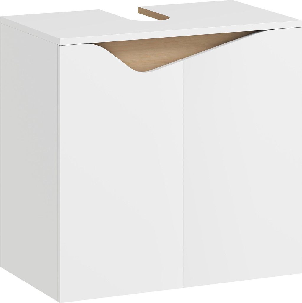 Badezimmer-Waschtischunterschrank, Türen mit Soft-Close-Mechanismus, Weiß, 60 x 35 x 57,9 cm