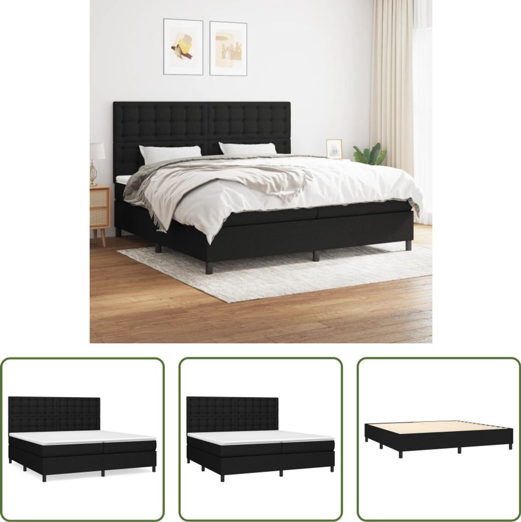 The Living Store Boxspringbett mit Matratze Schwarz 200x200 cm Stoff