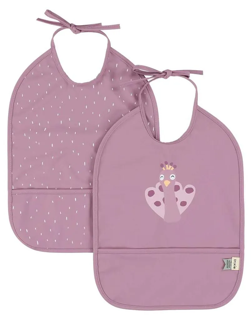 Bavoir Trixie Mrs. Peacock en coton éponge absorbant lot de 2 unités