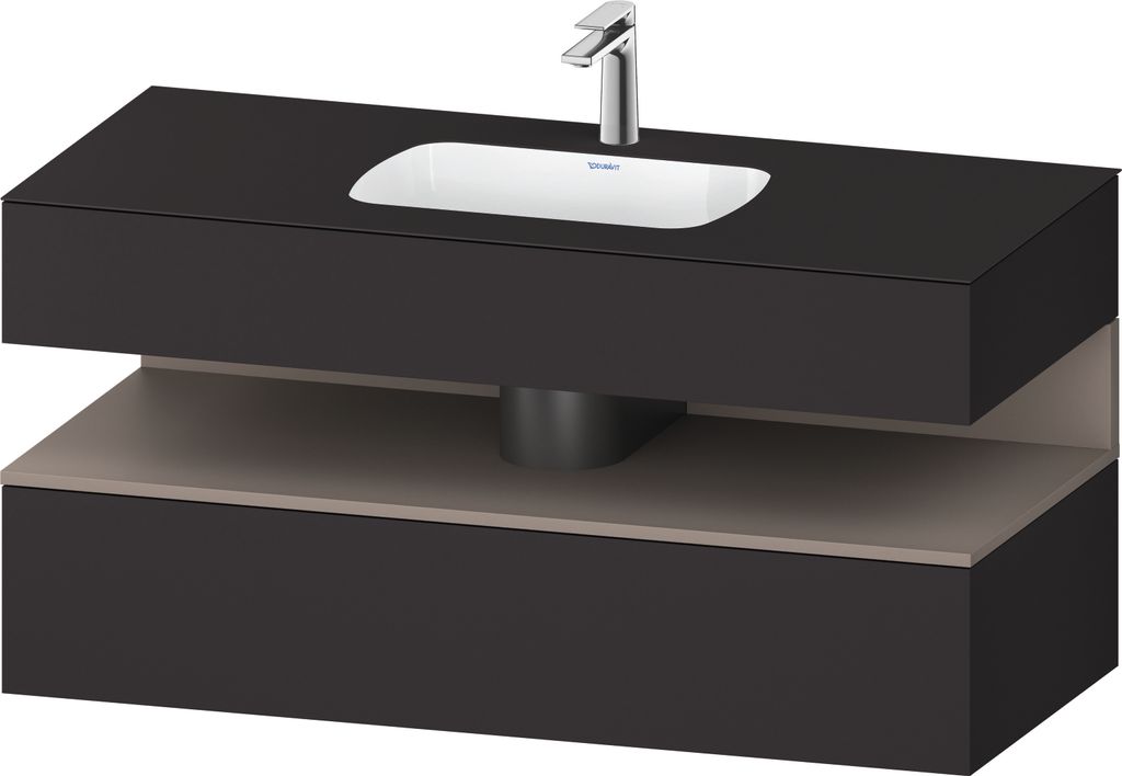 Duravit Qatego Einbauwaschtisch mit Konsolenwaschtischunterbau, 1200x550x600mm, Nische Basalt Matt, QA4787043800010