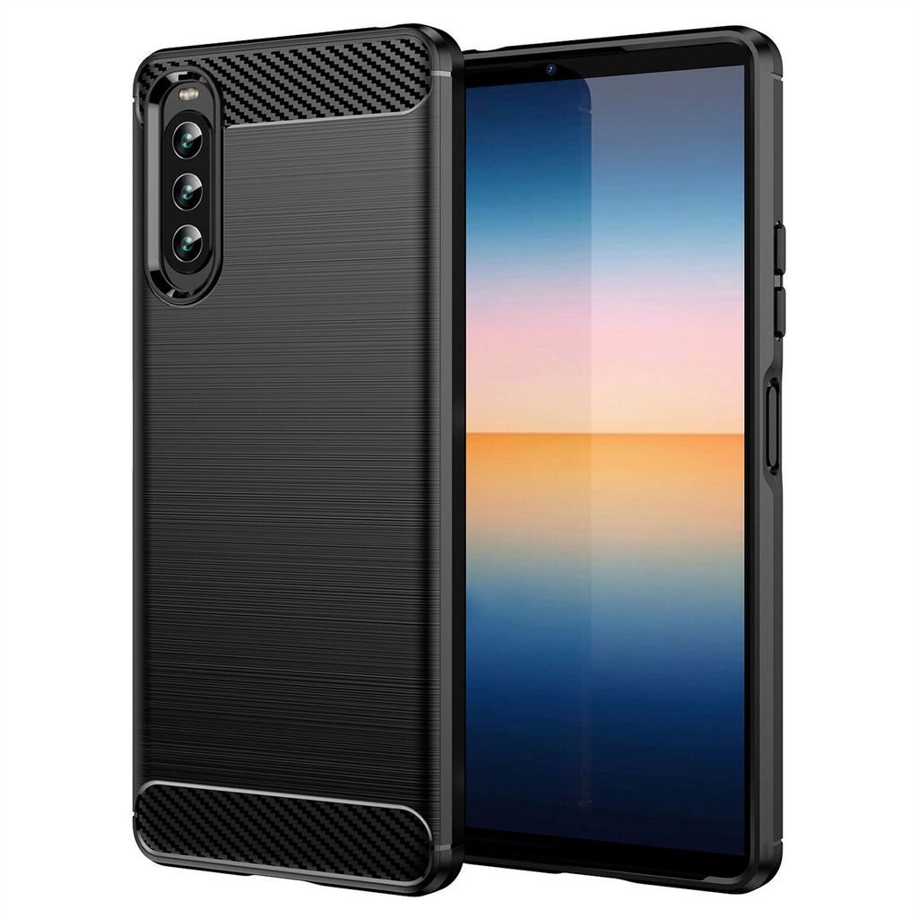 Hülle für Sony Xperia 10 V Handyhülle Carbon Bumper Handy Tasche Backcover TPU