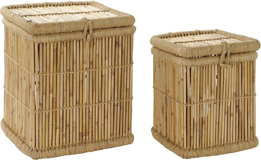 DKD Home Decor Natürlicher Bambus-Seilkorb-Set (2 Stck.)