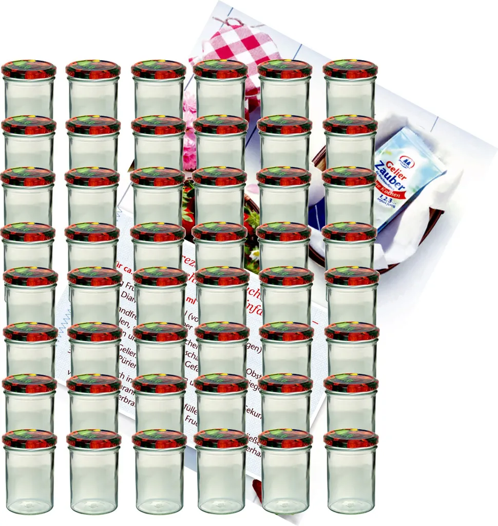 Set 48 Barattoli Vetro 435ml per Marmellate con Coperchi TO 82 Frutta