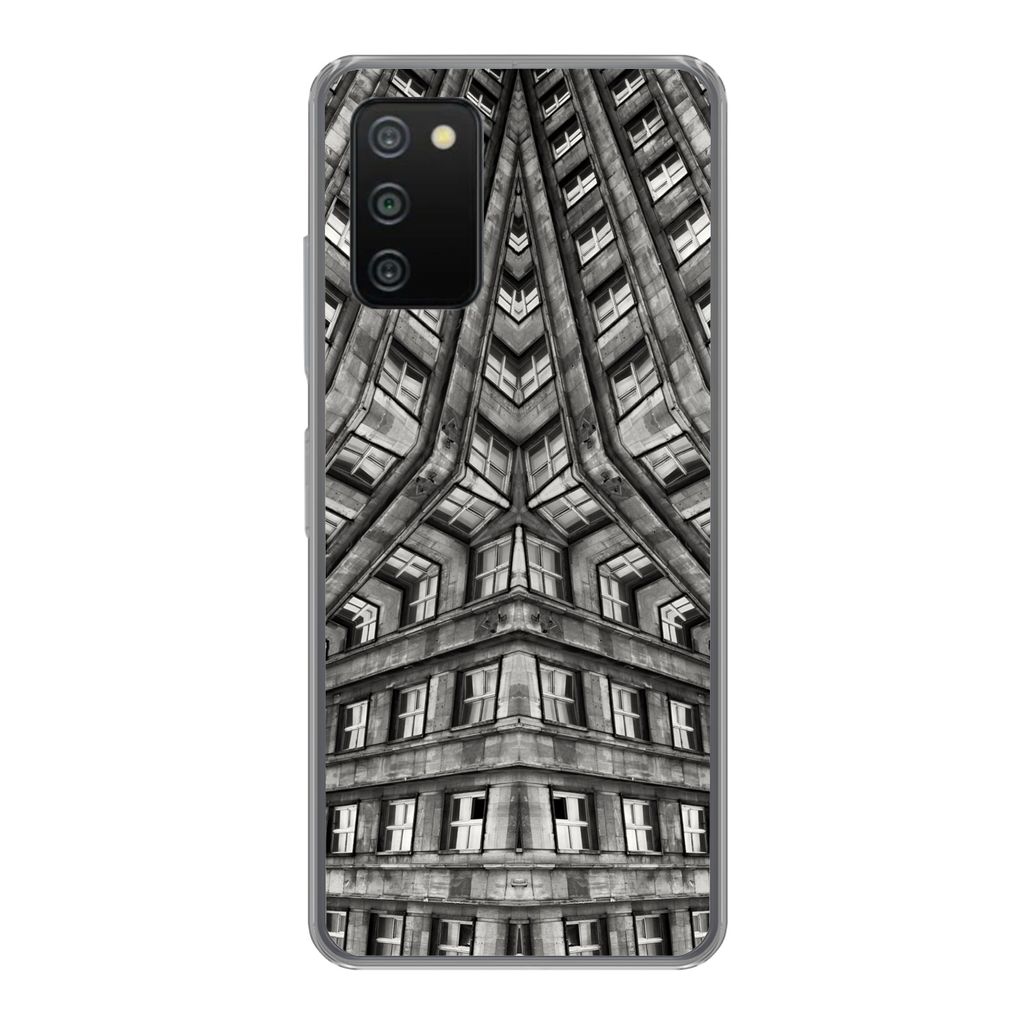 MuchoWow Handyhülle Schutzhülle Hülle für Samsung Galaxy A03s Kunst - Schwarz - Weiß - Psychedelisch Silikon Softcase Handy Hülle - Schutz