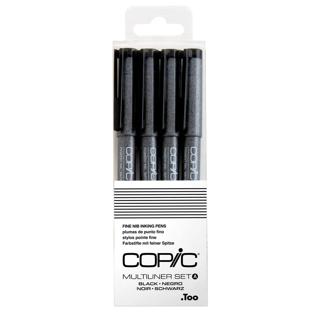 Set 4 Copic Multiliner Black: Inchiostrazione Perfetta per Manga e Comics