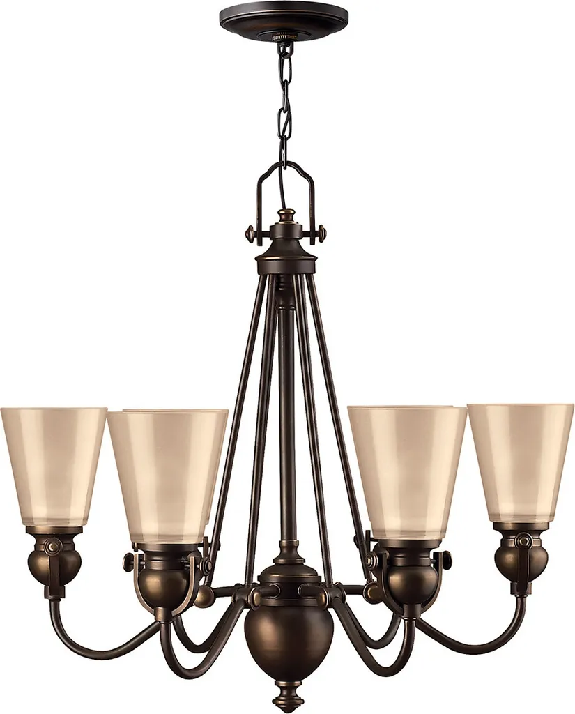 Grand lustre de plafond Mayflower bronze et verre pour intérieur chic