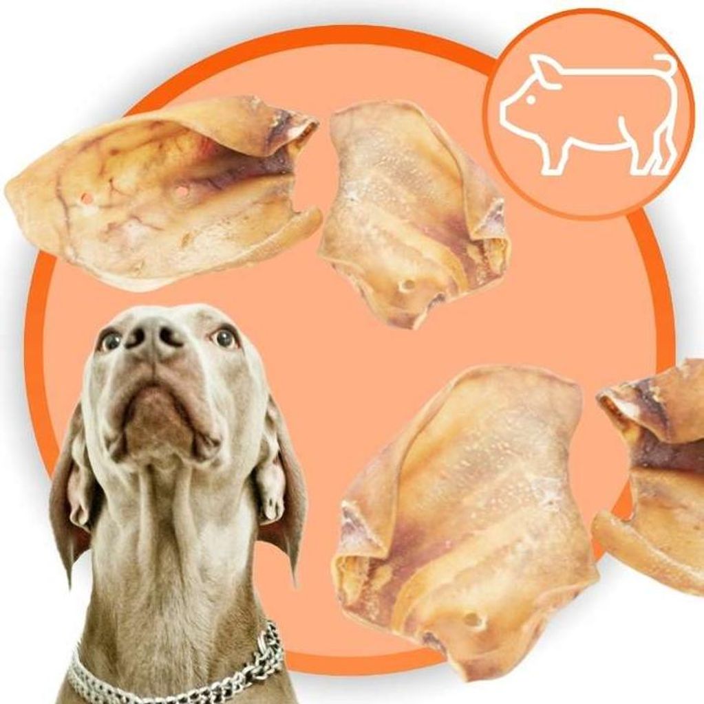 Animille 10 Stück 500g Natürliche Getrocknete Schweineohren für Hunde - Gesunder Kausnack ohne Konservierungsstoffe