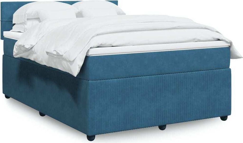 Maison Exclusive - Boxspringbett mit Matratze Blau 140x190 cm Samt