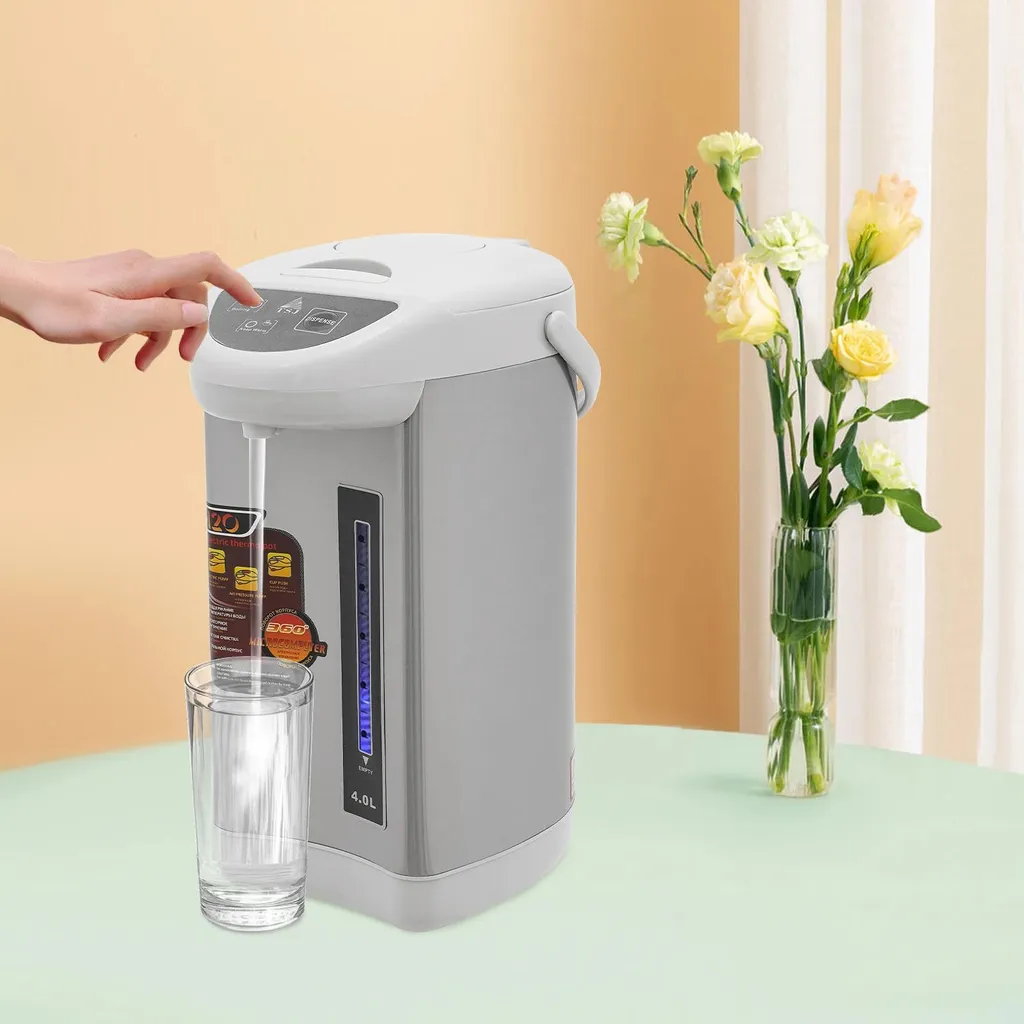 Bouilloire électrique 4L à pompe avec distributeur d'eau chaude inox