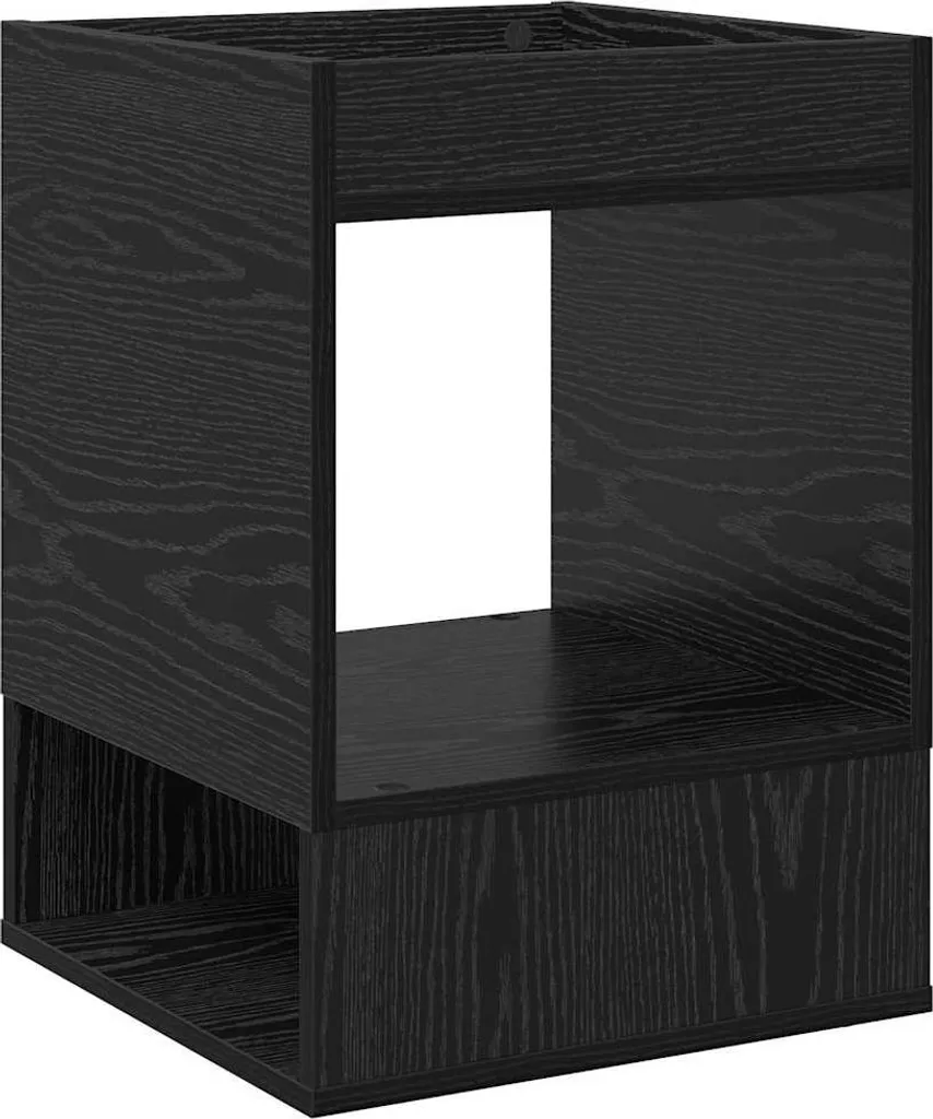 Tavolino Salotto Nero Effetto Rovere 40x40x56 | Comodino Multifunzione