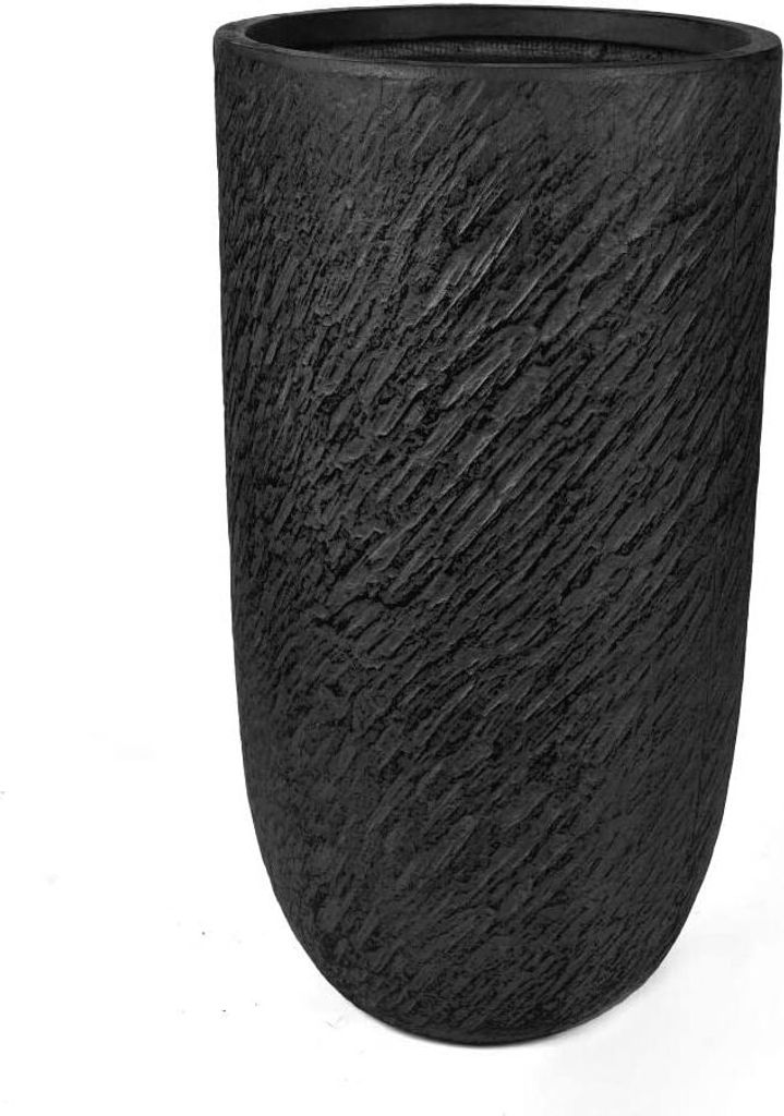 Köhko Blumenkübel Pflanzkübel aus Fiberglas Pflanzübertopf ø34xH64 cm dunkelgrau Rund Übertopf