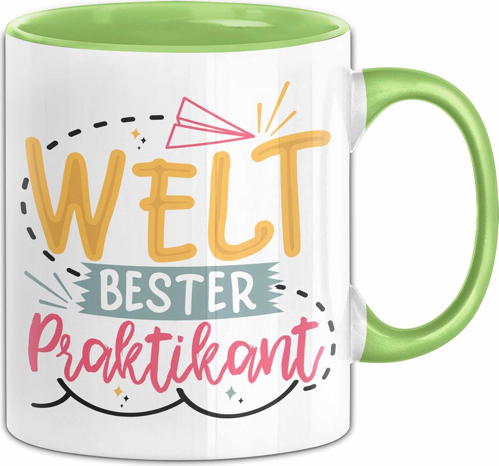 Praktikant Tasse Geschenk Für Praktikanten Kaffee-Becher Geschenkidee Welt Bester Praktikant (Grün)