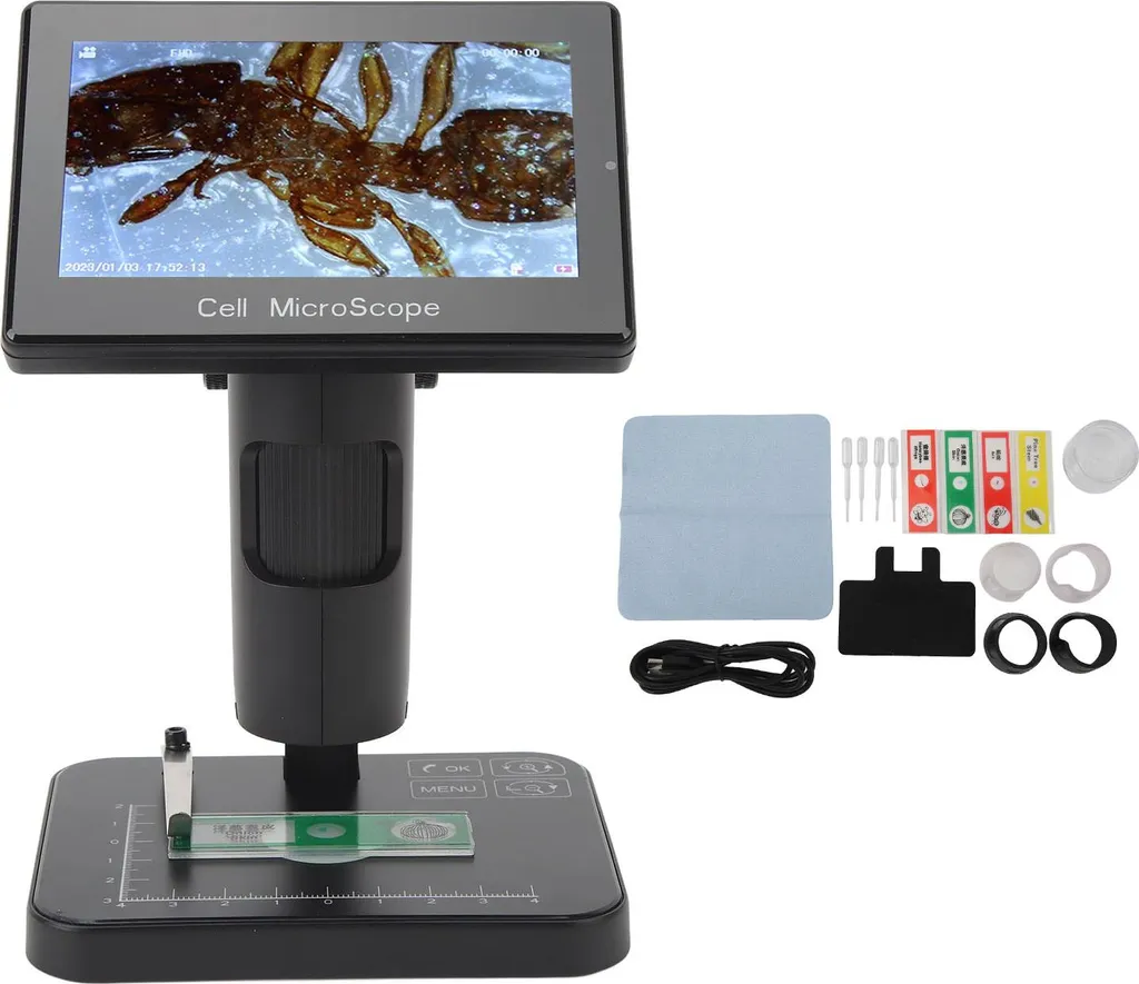 Microscope 1000x écran IPS 5 pouces avec 3 modes d'éclairage LED réglables - 3