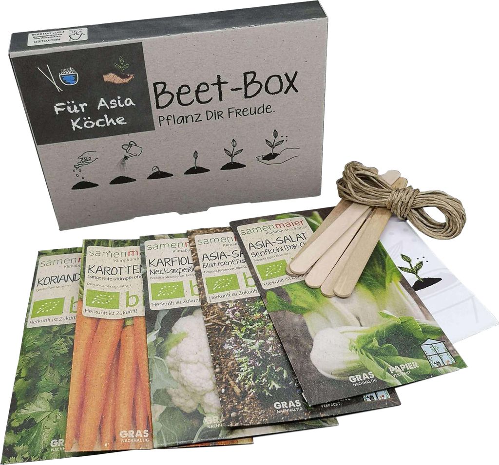 Beet Box - Für Asia Köche - Saatgut Set inklusive Pflanzkalender und Zubehör - Geschenkidee für Hobbygärtner