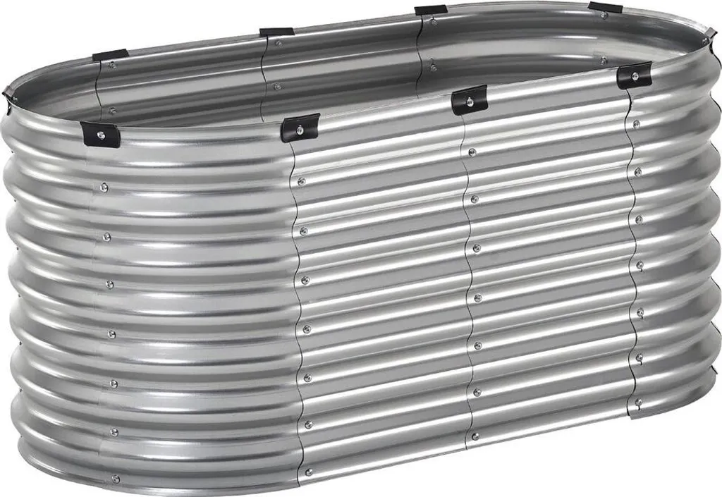 Letto da Giardino Rialzato 4x2x2 Argento: Aiuola Metallo Zincato