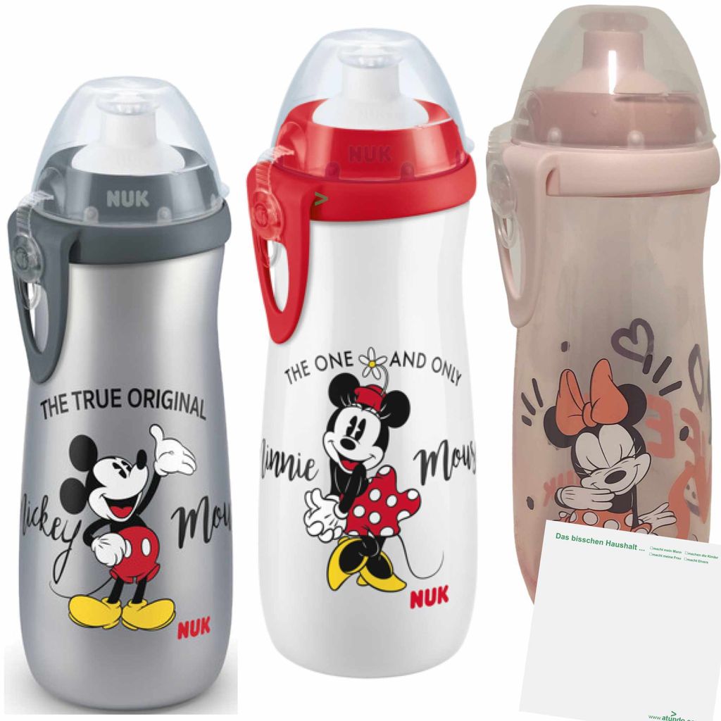 NUK FC Mickey Sports Cup 1 Flasche KEINE MOTIVWAHL (450ml Volumen) + usy Block