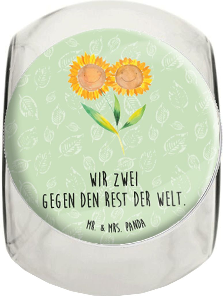 Mr. & Mrs. Panda Bonboniere Blume Sonnenblume L 870ml - Blattgrün - Geschenk, Sonnenblumen, Blumen, Vertrauen, Dekoglas, Vorratsglas, schraubglas,...