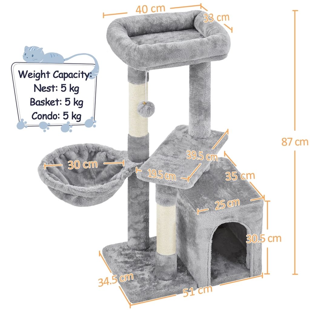 Yaheetech Kratzbaum Katzenbaum 87 cm Kletterbaum mit Produktbild 2