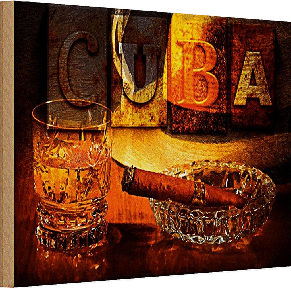 Holzschild Spruch 30x20cm Cuba Zigarre Rum Havanna