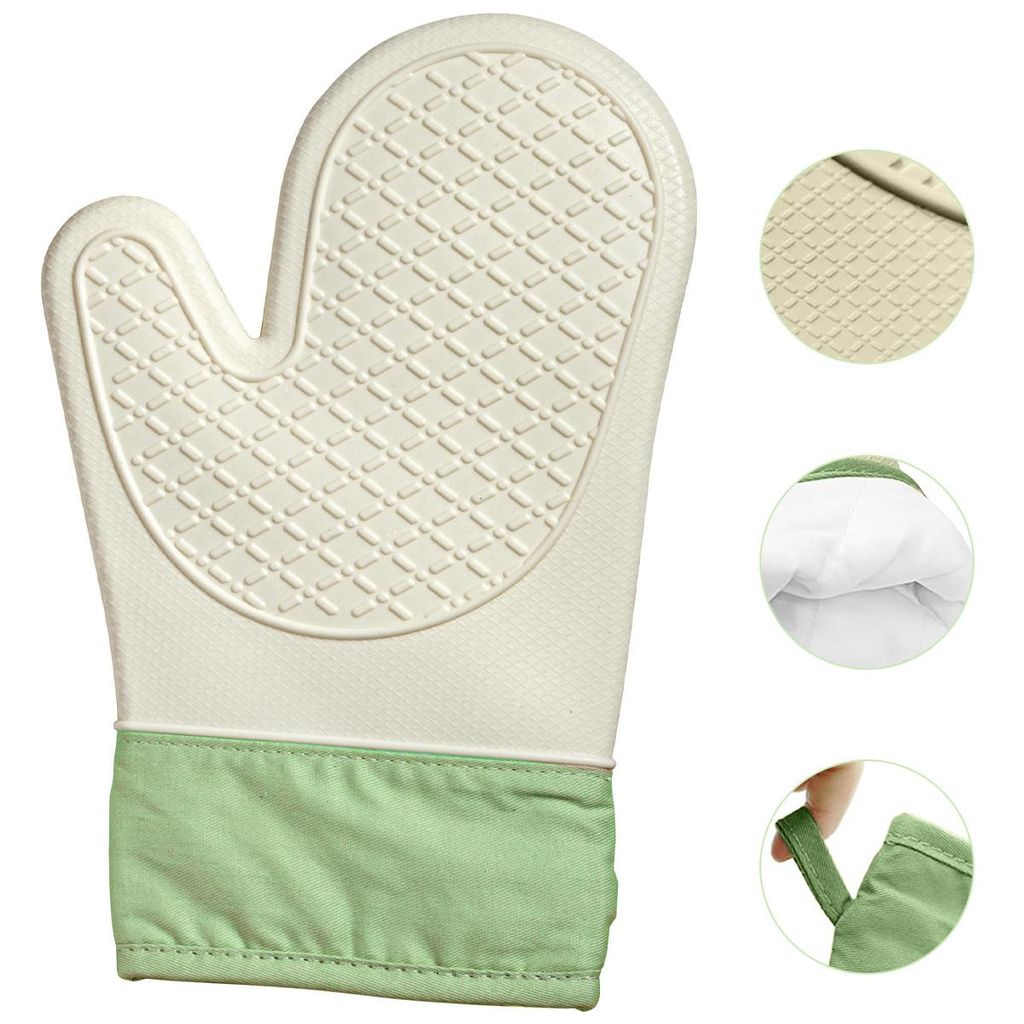 Backofenhandschuhe aus Silikon, bis 300 °C hitzebeständig, rutschfest mit weichem Innenfutter, praktische Küchenutensilien