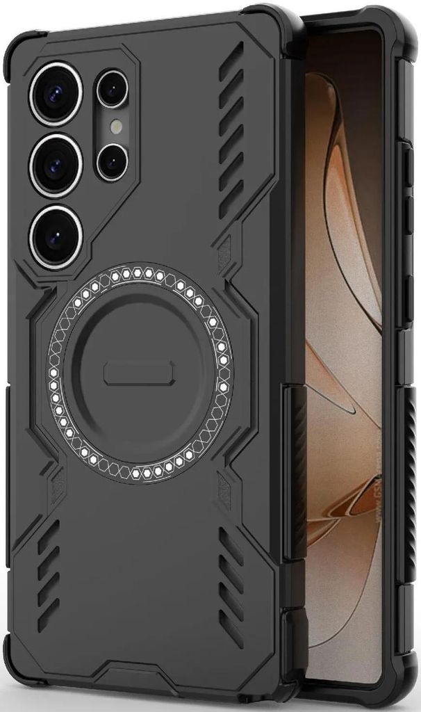 MagSafe Hülle für Samsung Galaxy S25 Ultra - Phonesta Shield Armor Back Cover - Schwarz