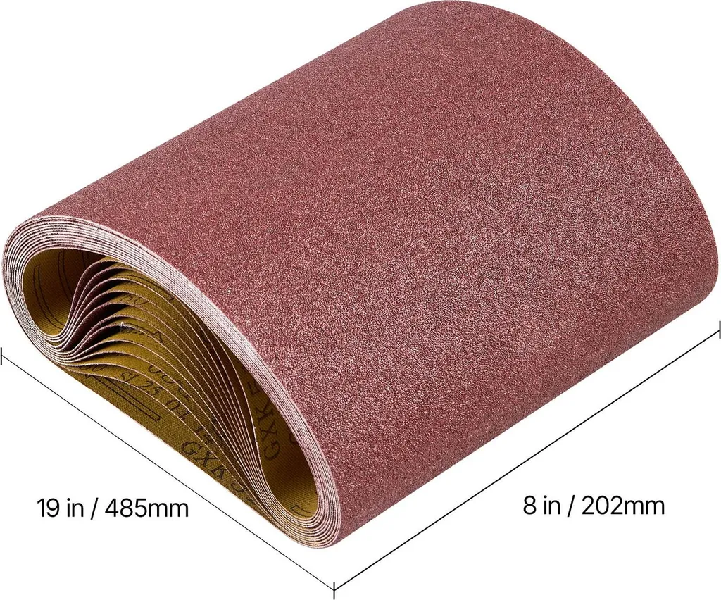SucceBuy nastri abrasivi 202 x 485 mm, carta abrasiva per levigatrice a nastro, 12 pezzi con grana 80, nastro abrasivo in tessuto in ossido di alluminio, adatto per lavori di falegnameria, acciaio, alluminio e altri metalli - 8