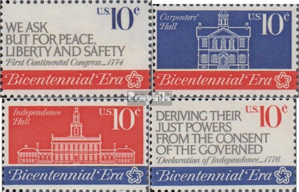 Briefmarken USA 1974 Mi 1150-1153 (kompl.Ausg.) postfrisch Unabhängigkeit der USA - Kontinentalkongreß