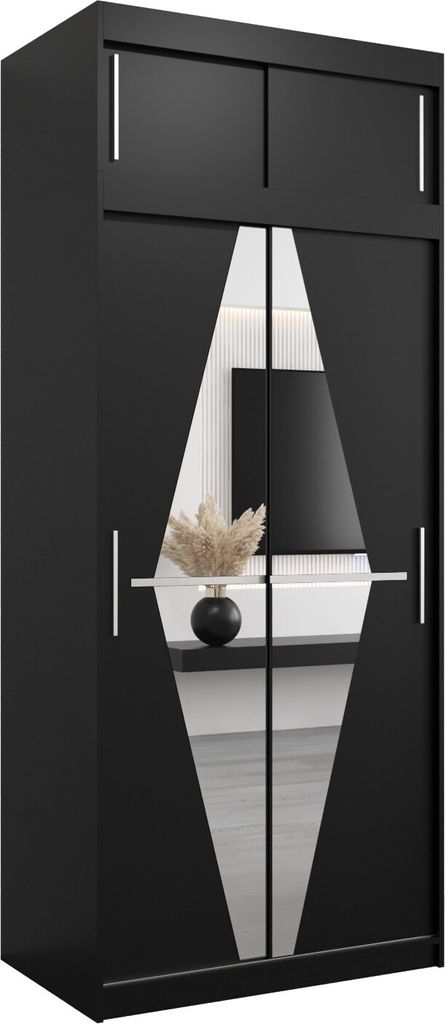 Kleiderschrank, Schiebetürenschrank Schlafzimmer, Schrank mit Spiegel BOLIWIA 100 mit Aufsatz, Höhe 240 cm