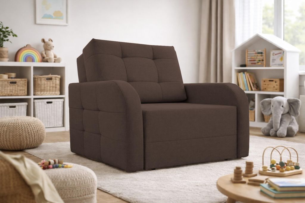 MOEBLO Schlafsessel PORTO 80 – Sofa Sessel Jugendsofa Schlafsofa 1-Sitzer Gästebett mit Schlaffunktion und Bettkasten Kindersofa (BxHxT): 101x90...