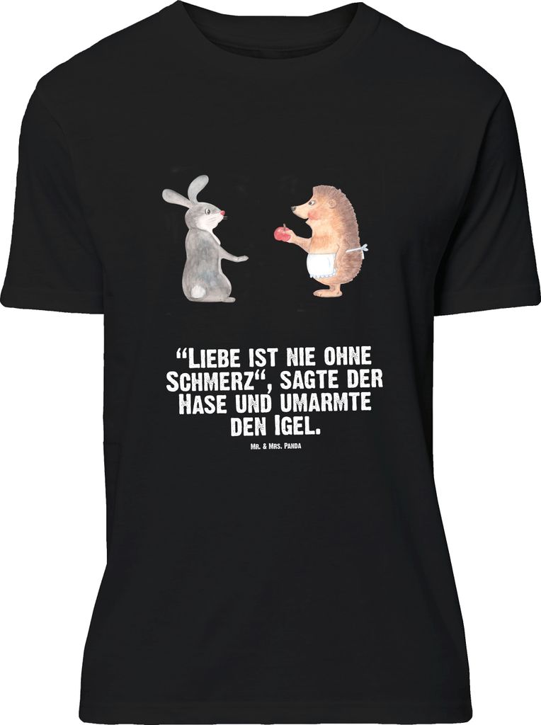 Mr. & Mrs. Panda Größe L T-Shirt Hase Igel - Schwarz - Geschenk, Trösten, Lustige Sprüche, Liebe Spruch, und, mit, Tshirt, Shirt, Herzschmerz