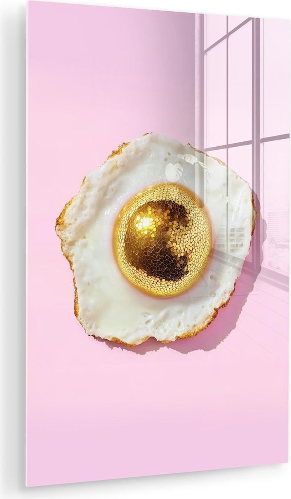 MuchoWow Glasbilder - Bilder auf Wandbild - Foto auf Glas Ei - Disco - Frühstück - Glitzer 60x90 cm Wanddekoration aus Glas - Acrylglasbild - Acr...