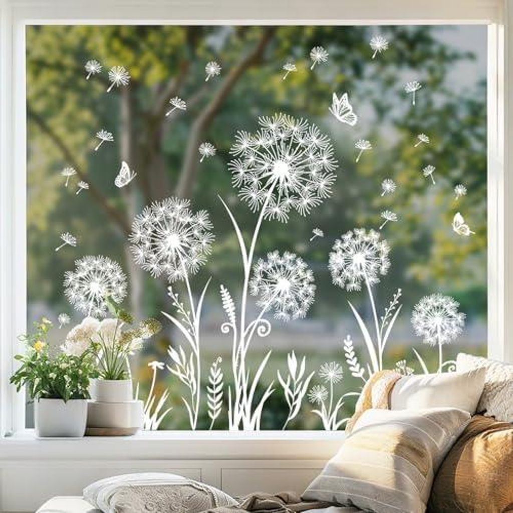 Fensterbilder Pusteblume Weiß Fensteraufkleber Pflanzen Produktbild 