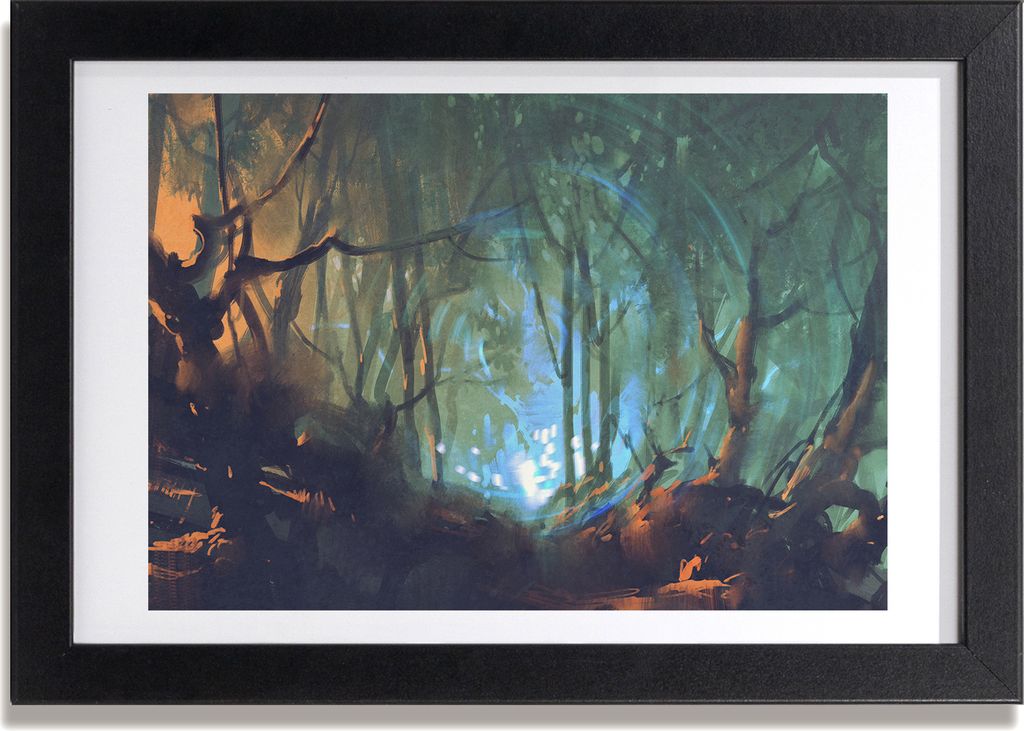 Bild 30x20 MDF-Rahmen, Wandkunst mystischer Wald