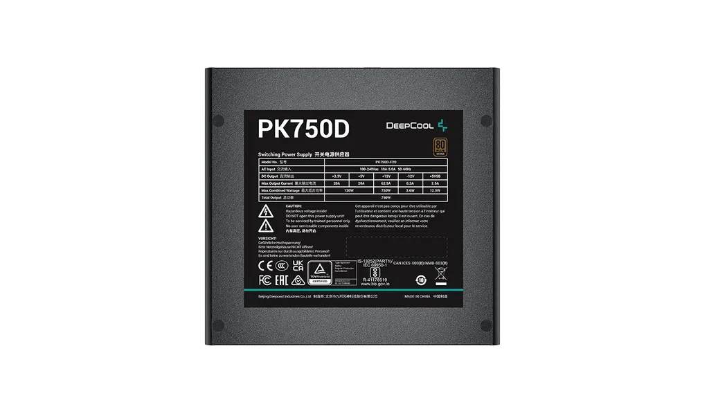 DeepCool PK750D Alimentation 750W 80 Plus Bronze ATX pour PC Gamer