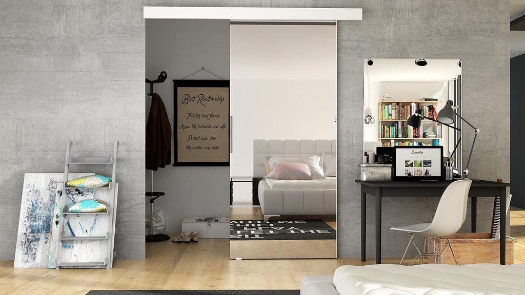 Posuvné dveře se zrcadlem MIRAN 2 - 70 cm, bílé Obrázek produktu 